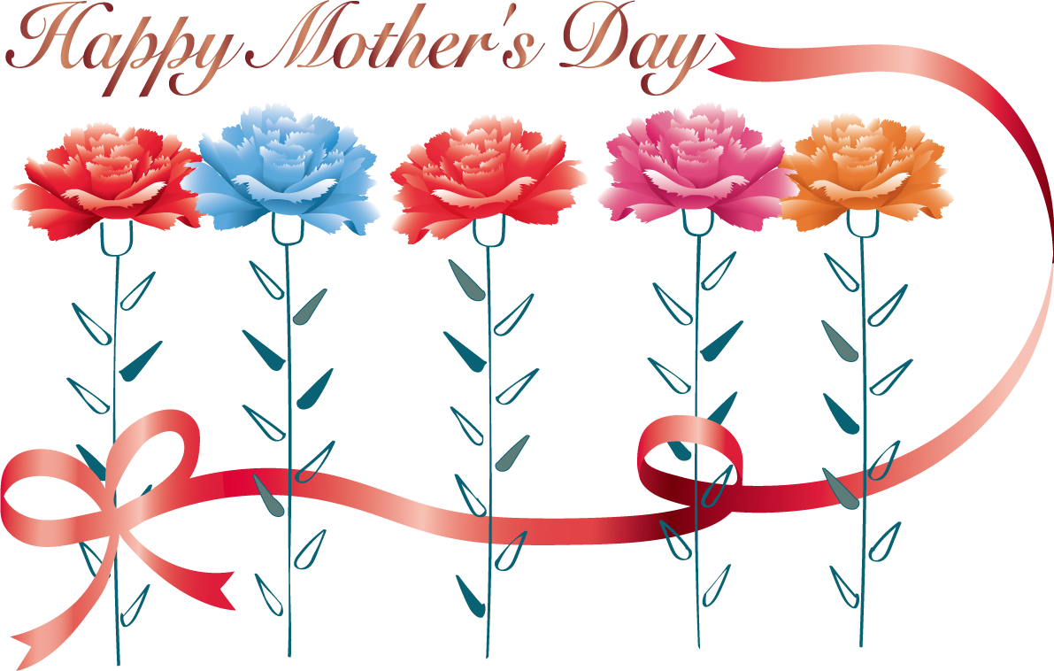 母の日 カーネーション ロゴ Happy Mother's Day おしゃれ イラスト無料 フリー89133に写真・文字を入れる