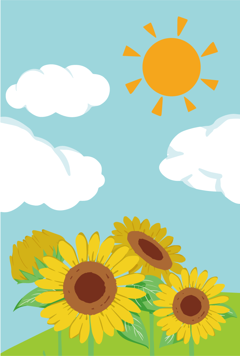 ひまわり 空  背景イラスト無料 フリー89171に写真・文字を入れる