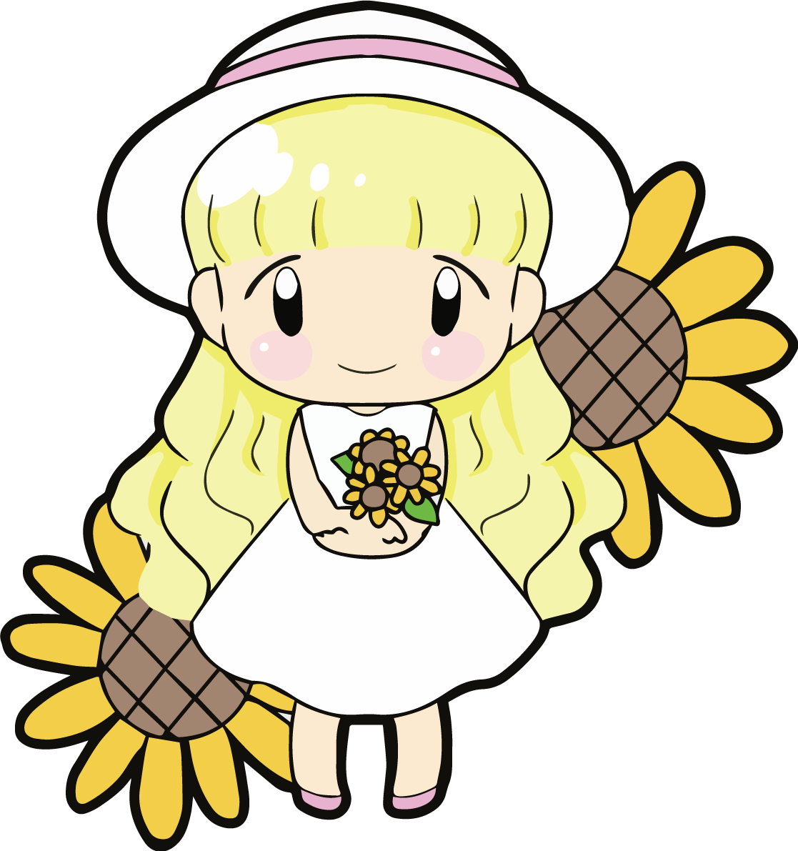 ひまわり 人(女の子) イラスト無料 フリー89173に写真・文字を入れる