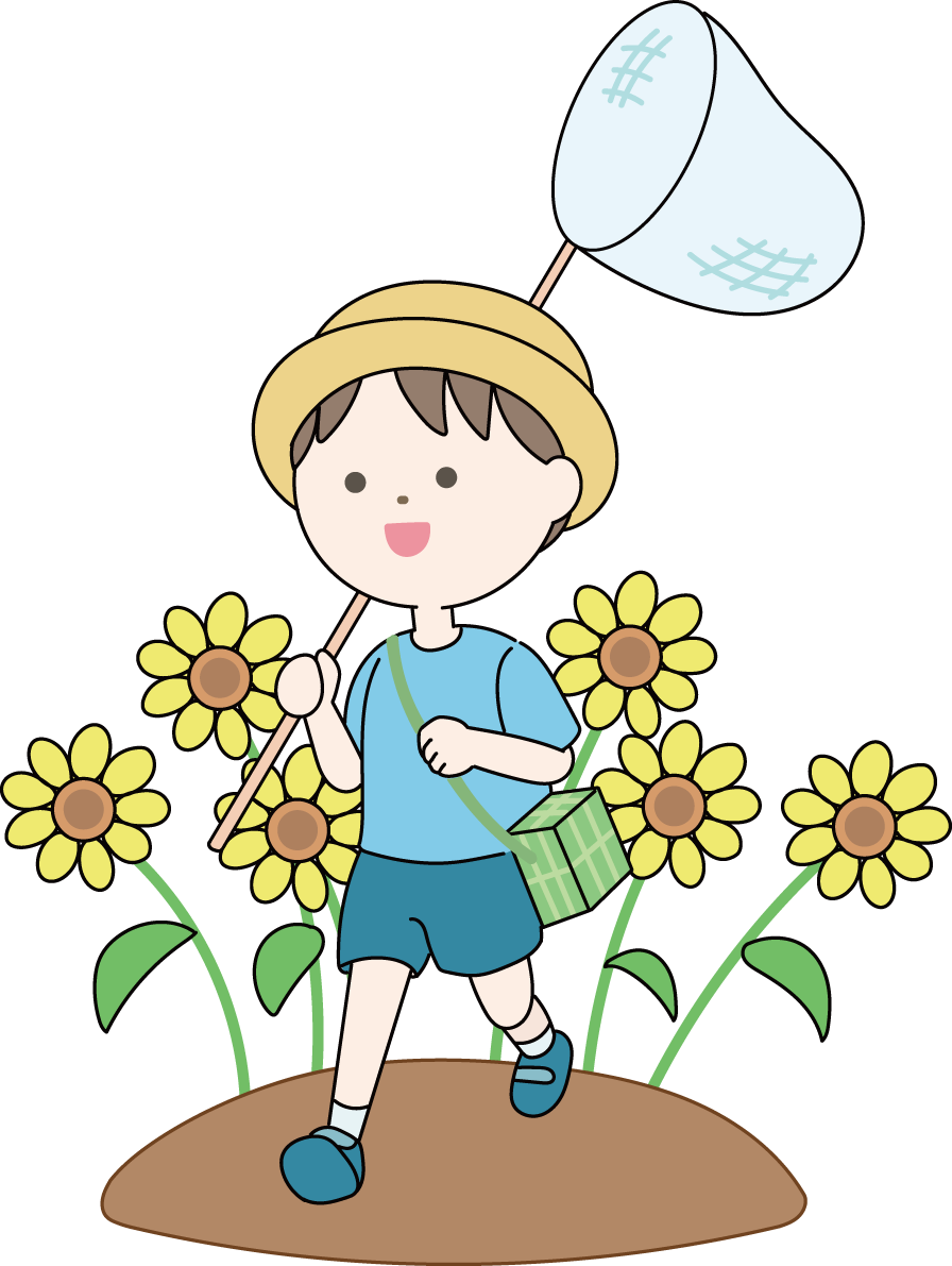 ひまわり 夏休み 男の子 イラスト 無料 フリー89216に写真・文字を入れる