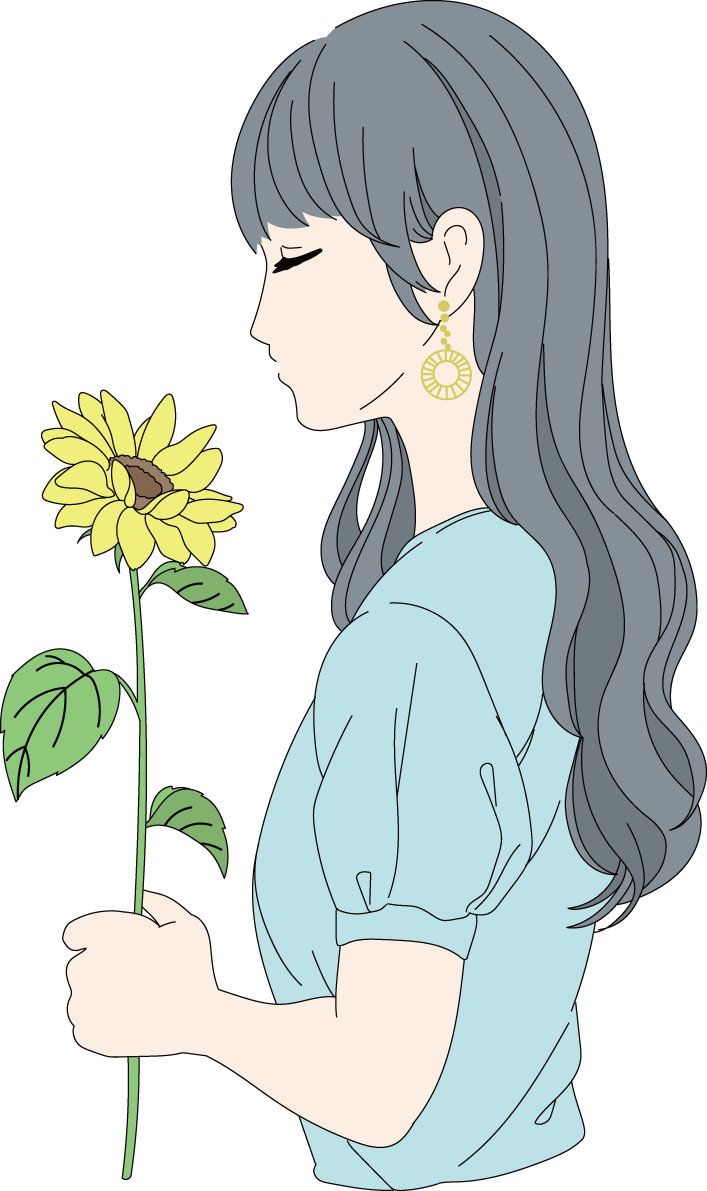 ひまわり 人(女性) イラスト 無料 フリー89223に写真・文字を入れる