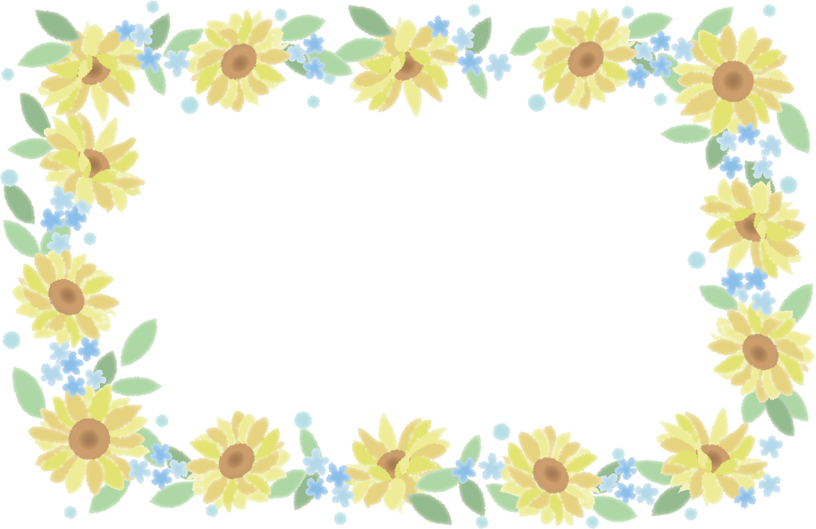 ひまわり フレーム枠 イラスト 無料 フリー89224に写真・文字を入れる