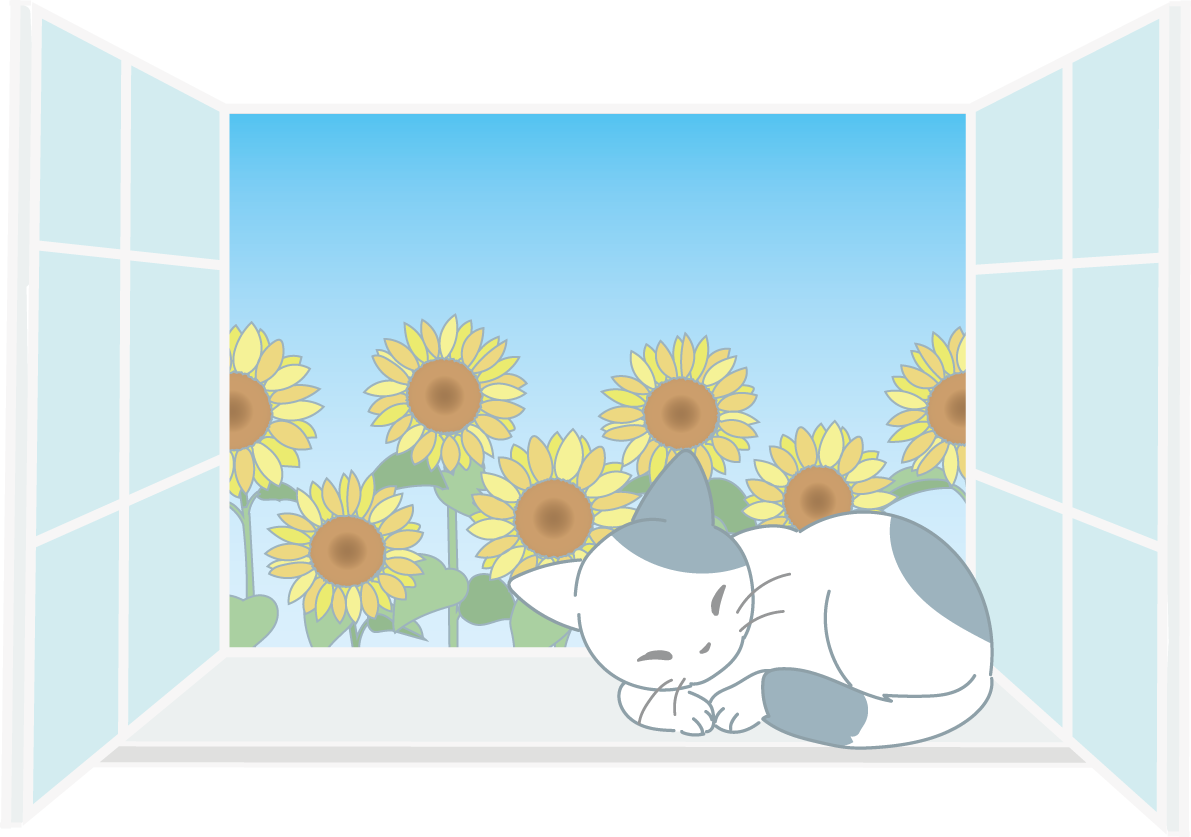 ひまわり 猫 イラスト 無料 フリー89228に写真・文字を入れる