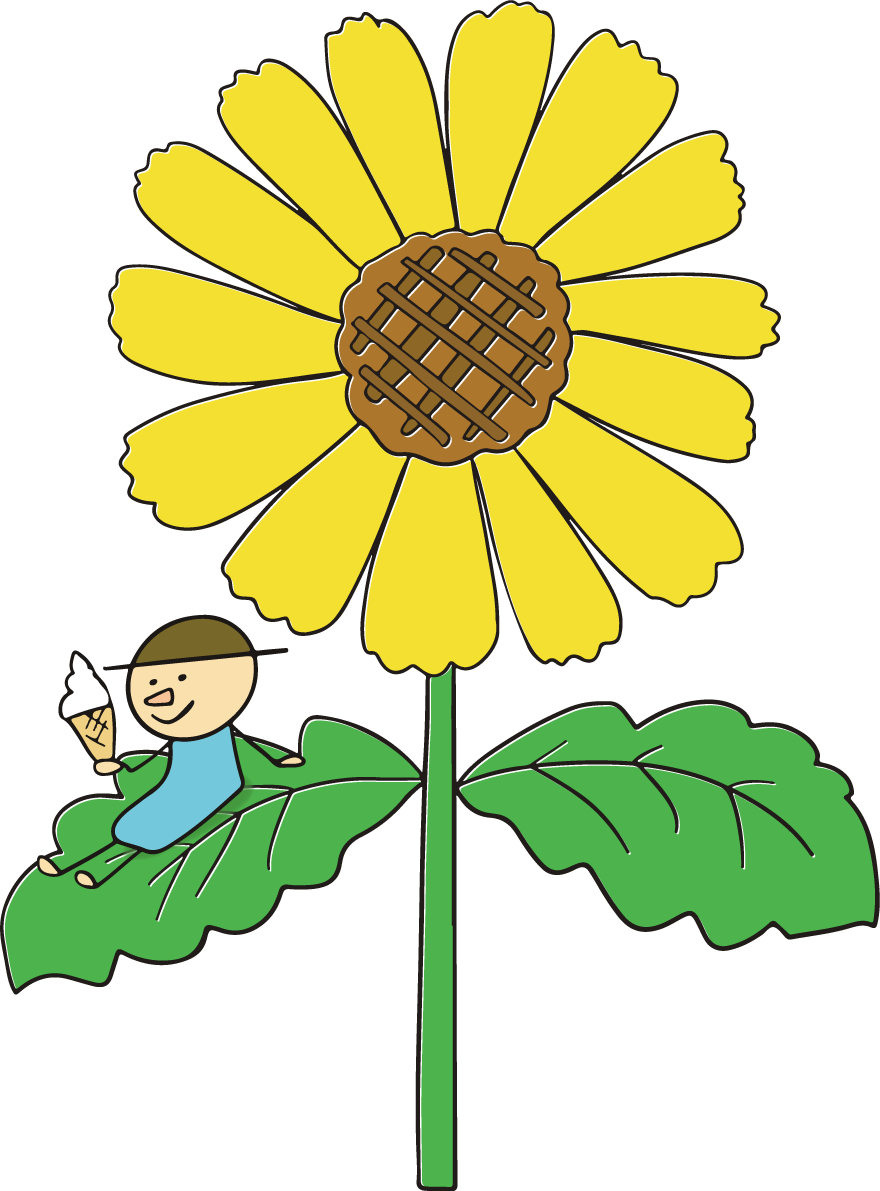 ひまわり かわいい イラスト 無料 フリー89251に写真・文字を入れる