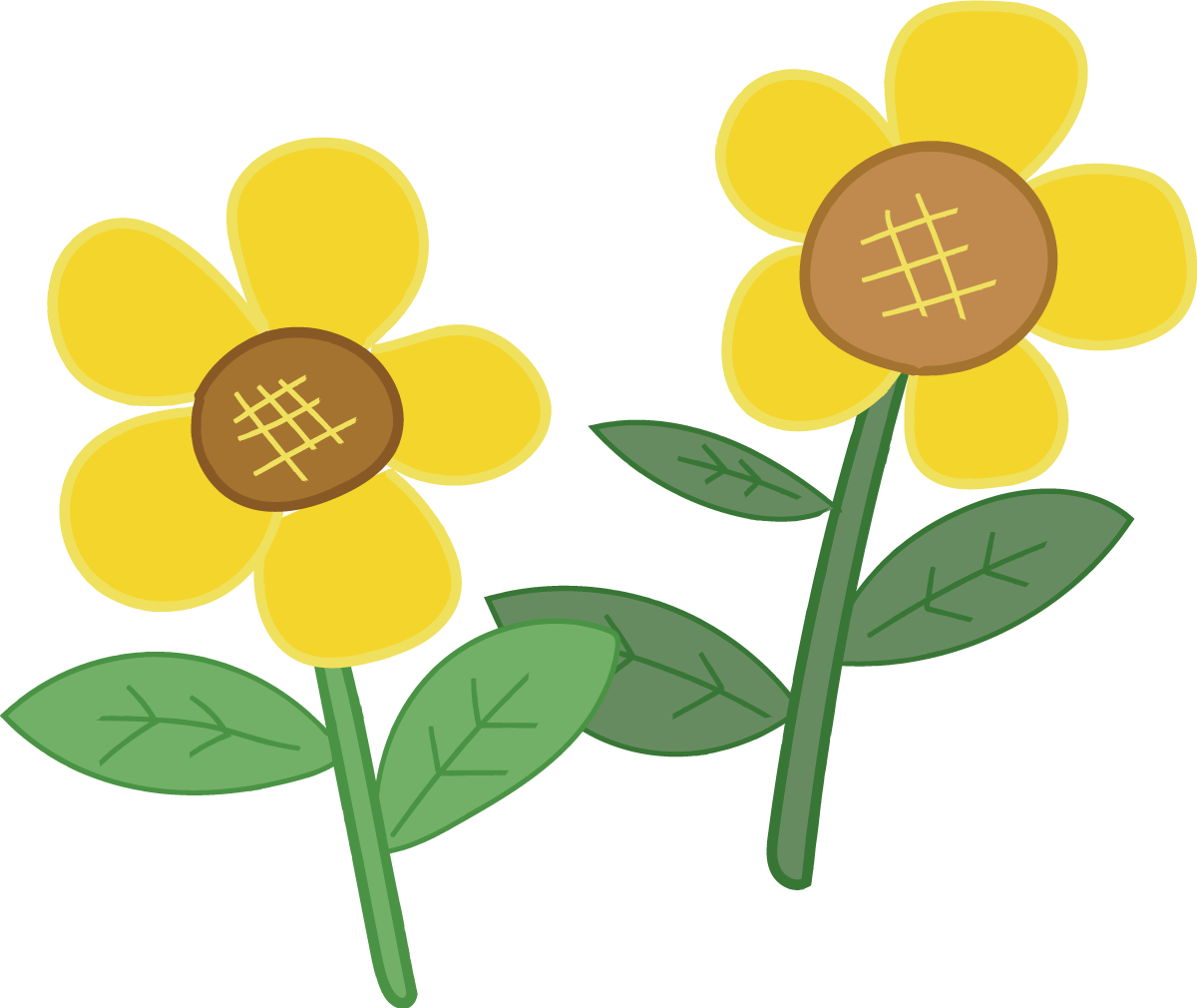 ひまわり 簡単 かわいい 手書き 2輪 イラスト 無料 フリー89268に写真・文字を入れる