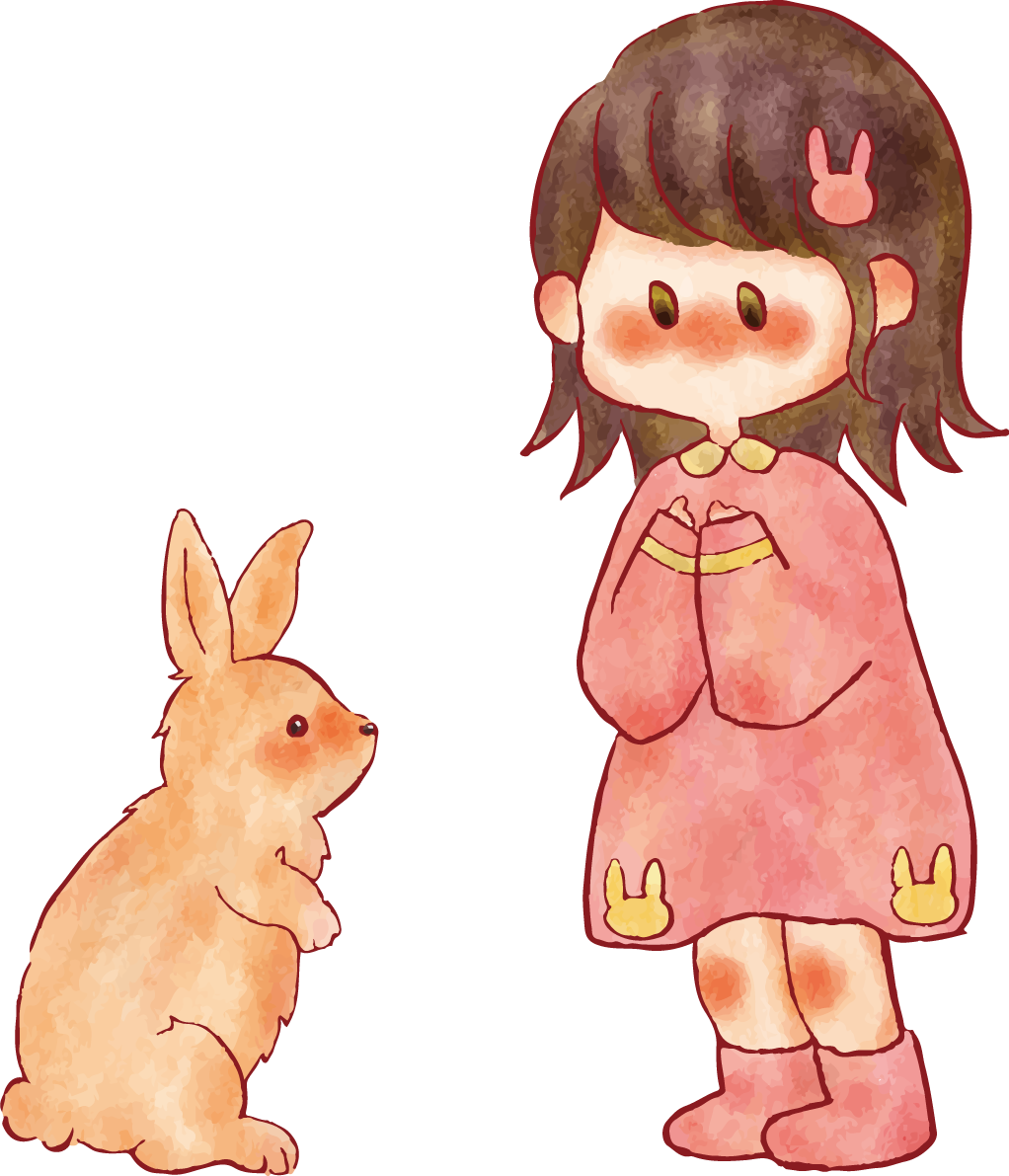 女の子 手書き かわいい うさぎ イラスト 無料 フリー89292に写真・文字を入れる