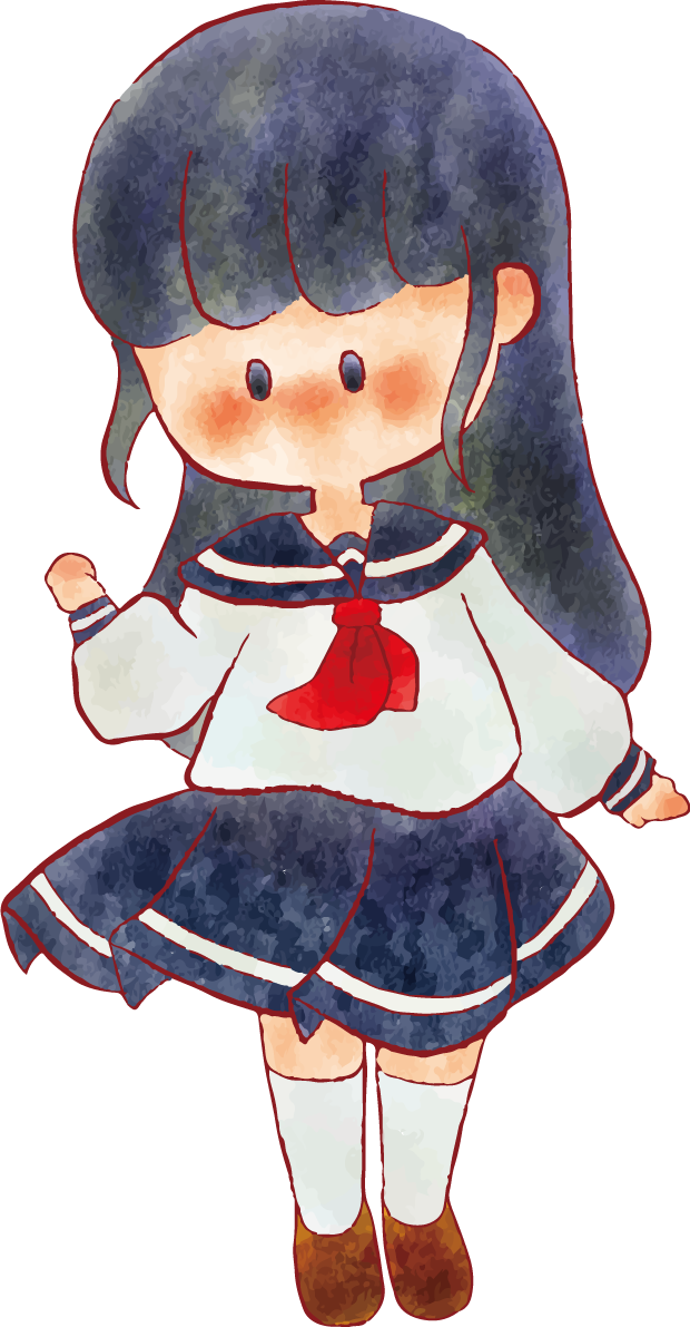 女の子 手書き かわいい セーラー服(制服) イラスト 無料 フリー89296に写真・文字を入れる