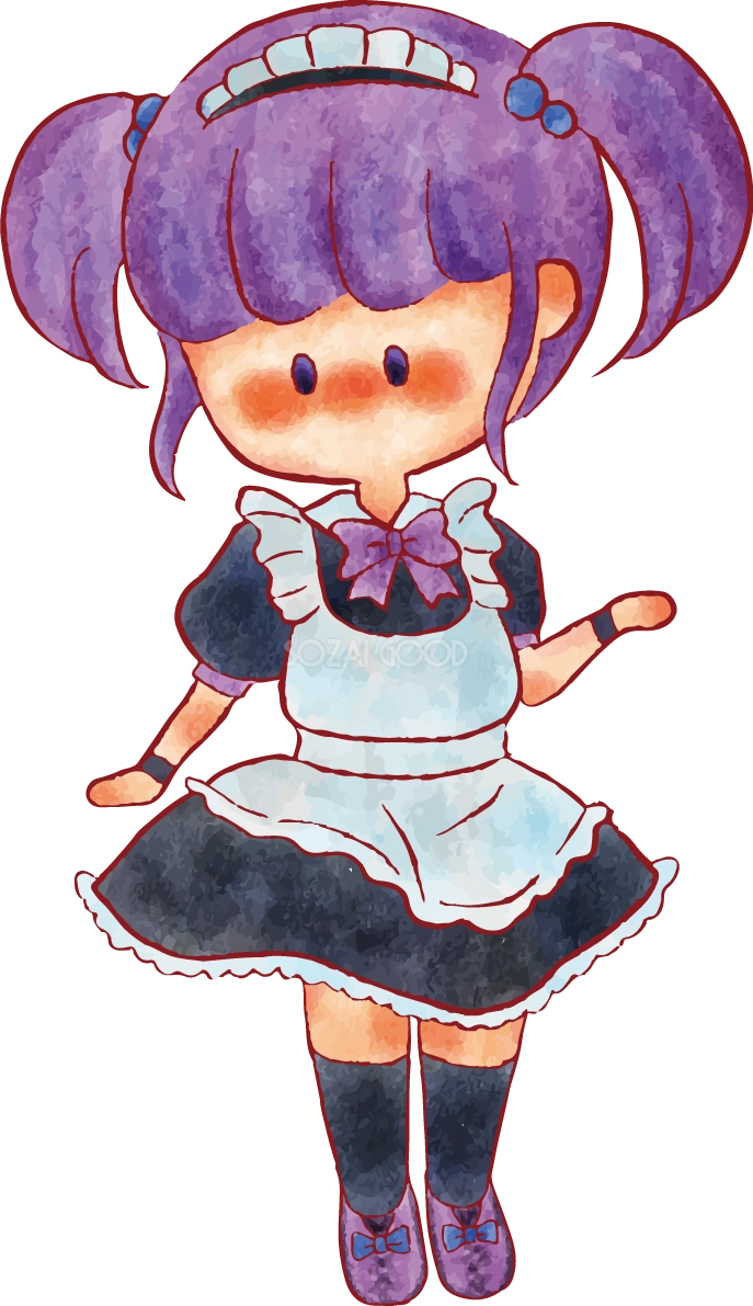 女の子 手書き かわいい メイド イラスト 無料 フリー89302