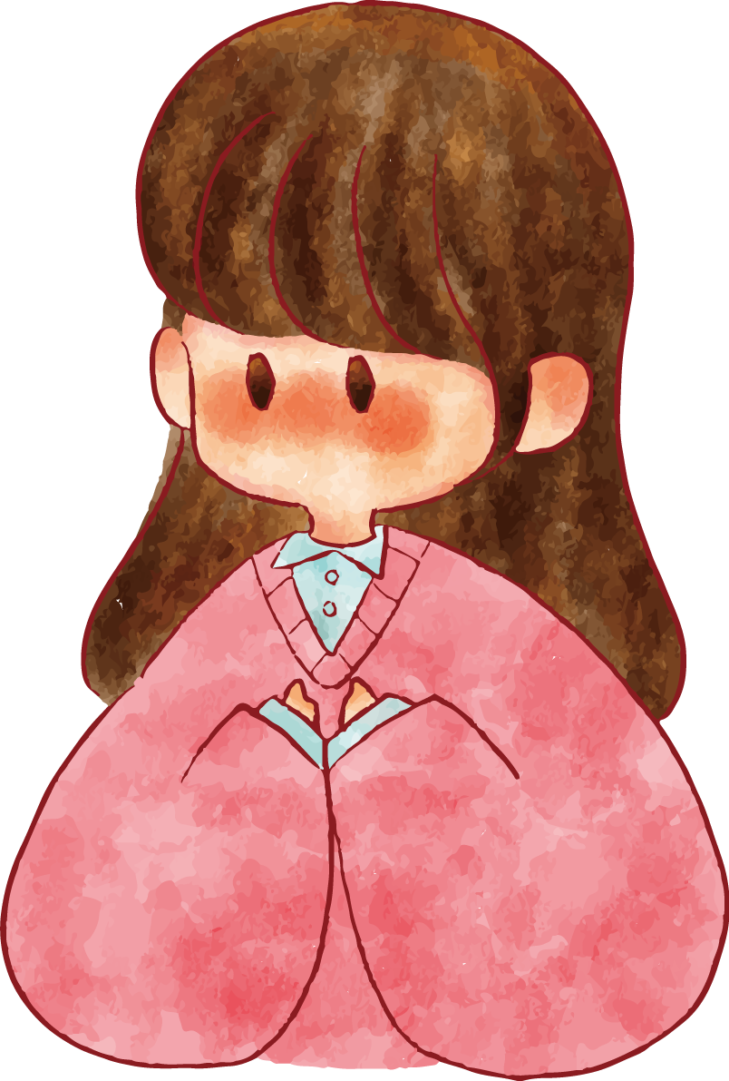 女の子 手書き かわいい ロングヘア イラスト 無料 フリー89304に写真・文字を入れる