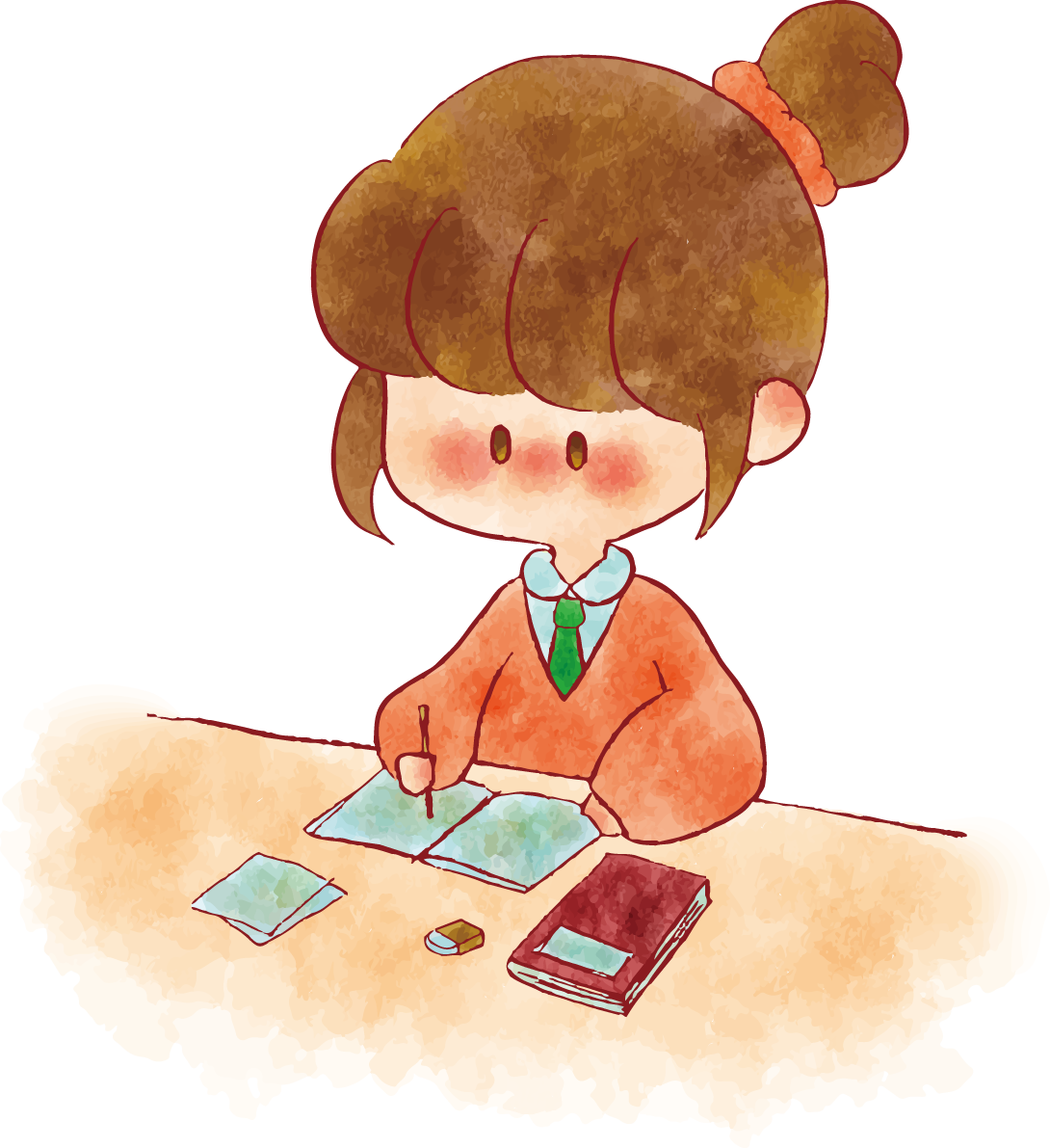 女の子 手書き かわいい 鉛筆 ノート 勉強 イラスト 無料 フリー89307に写真・文字を入れる
