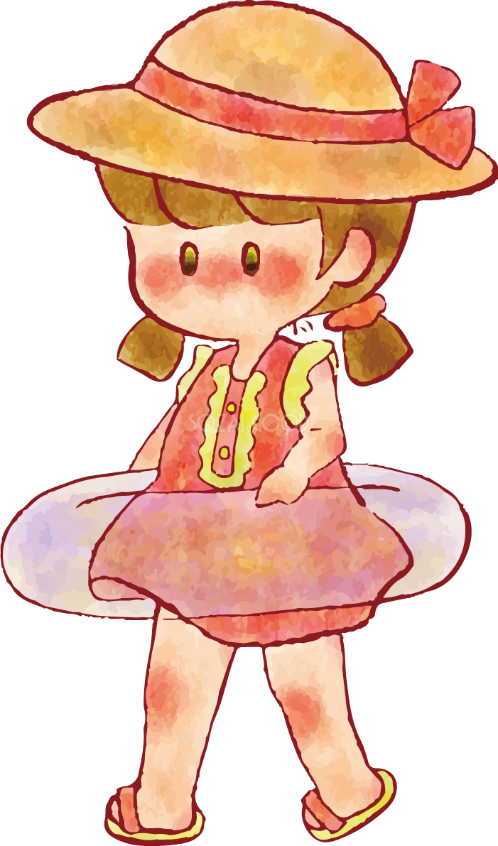女の子 手書き かわいい 海 イラスト 無料 フリー89312
