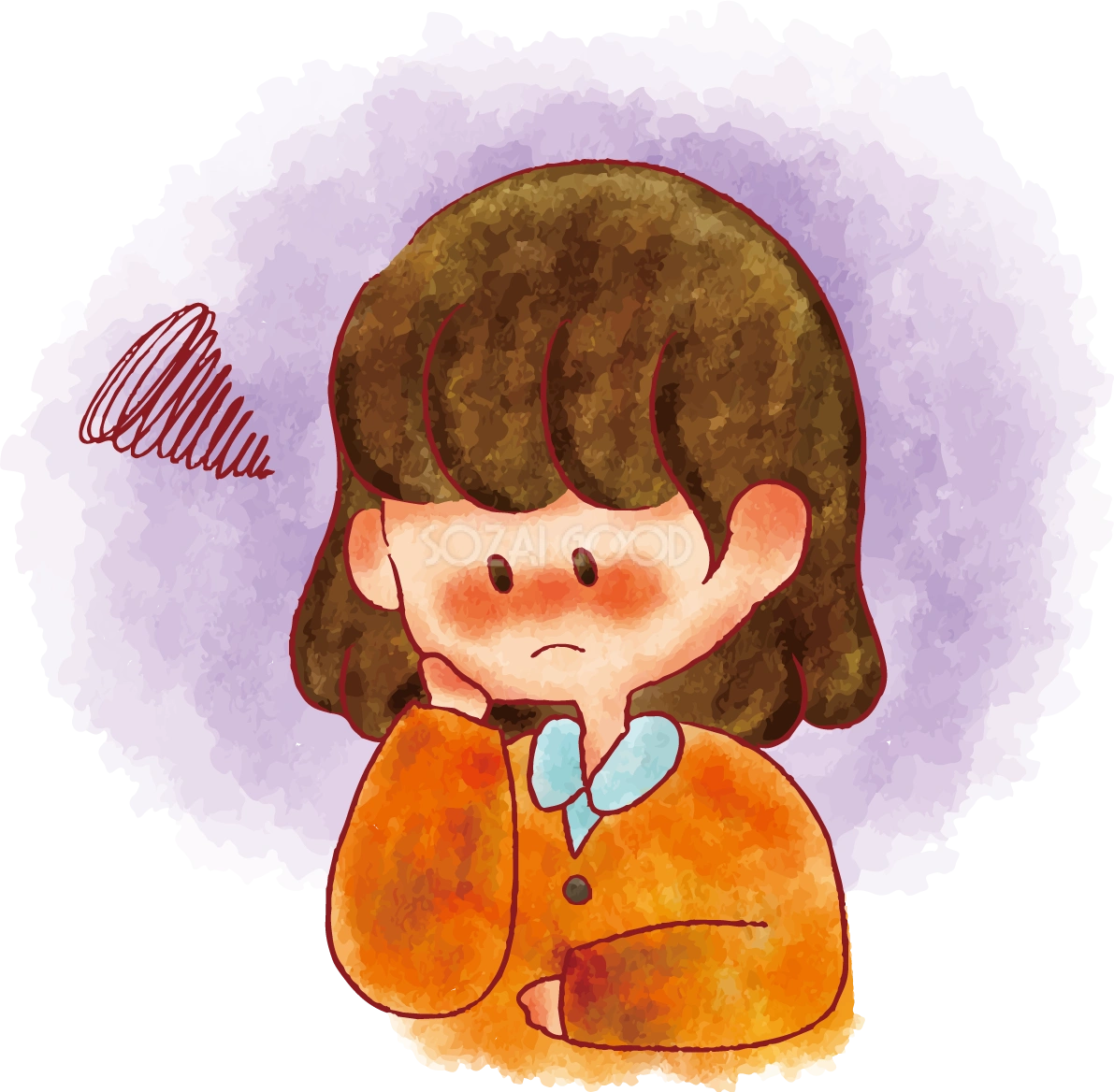 女の子 手書き かわいい 困る イラスト 無料 フリー89316