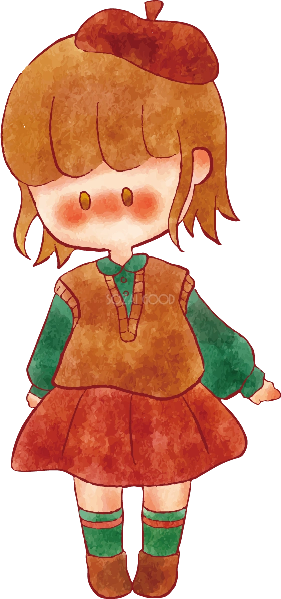 女の子 手書き かわいい 秋服 イラスト 無料 フリー89319