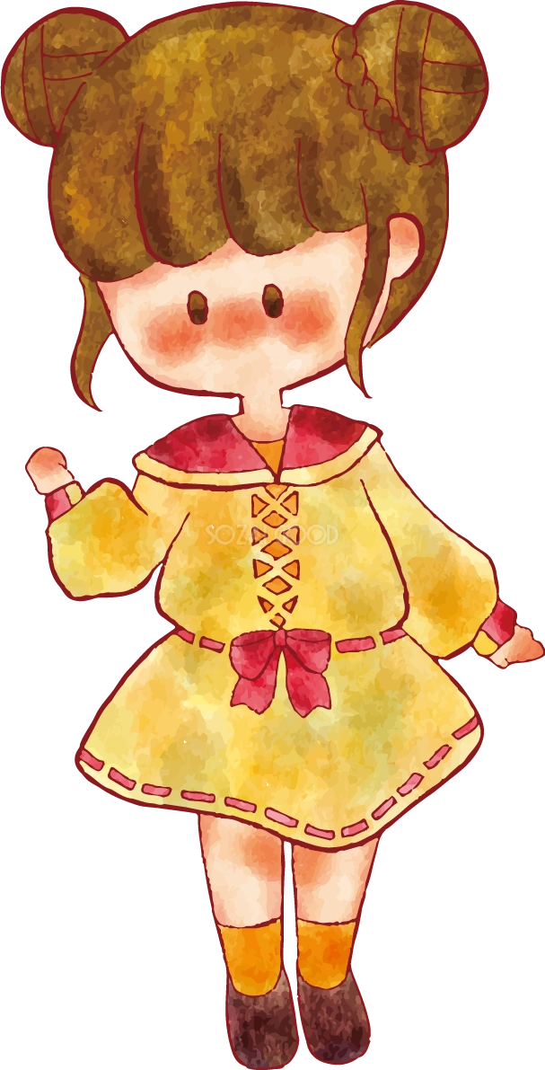 女の子 手書き かわいい 正面 イラスト 無料 フリー89324