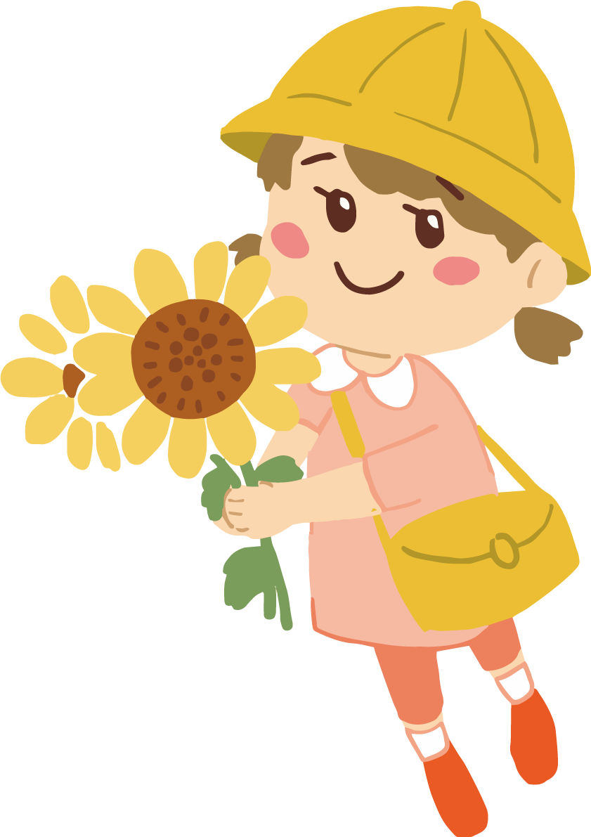 ひまわり 保育園児(女の子)  イラスト 無料 フリー89373に写真・文字を入れる