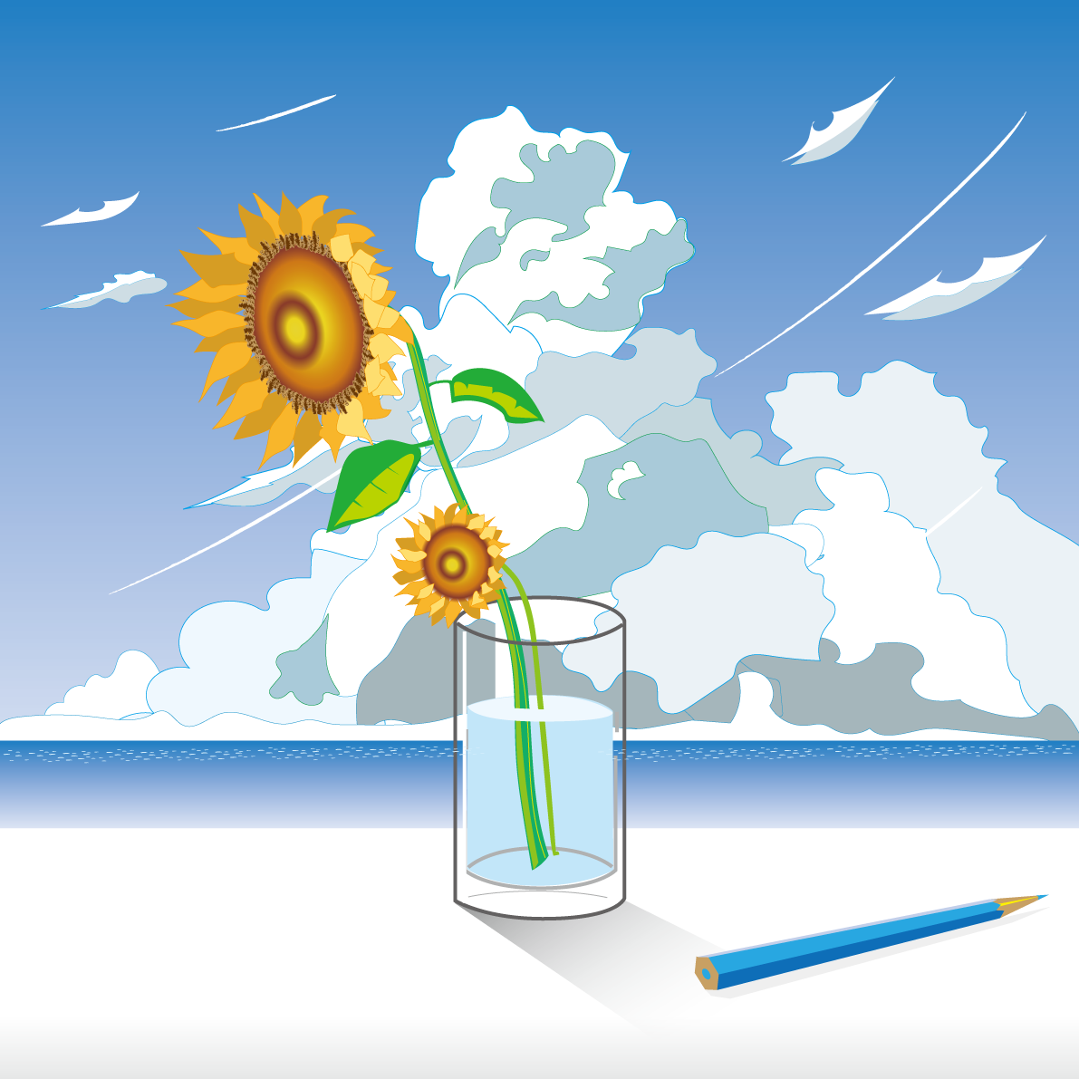 ひまわり 夏休み 背景 イラスト 無料 フリー89412に写真・文字を入れる