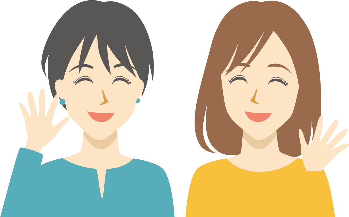 2人 女性 笑顔イラスト無料 フリー89429に写真・文字を入れる