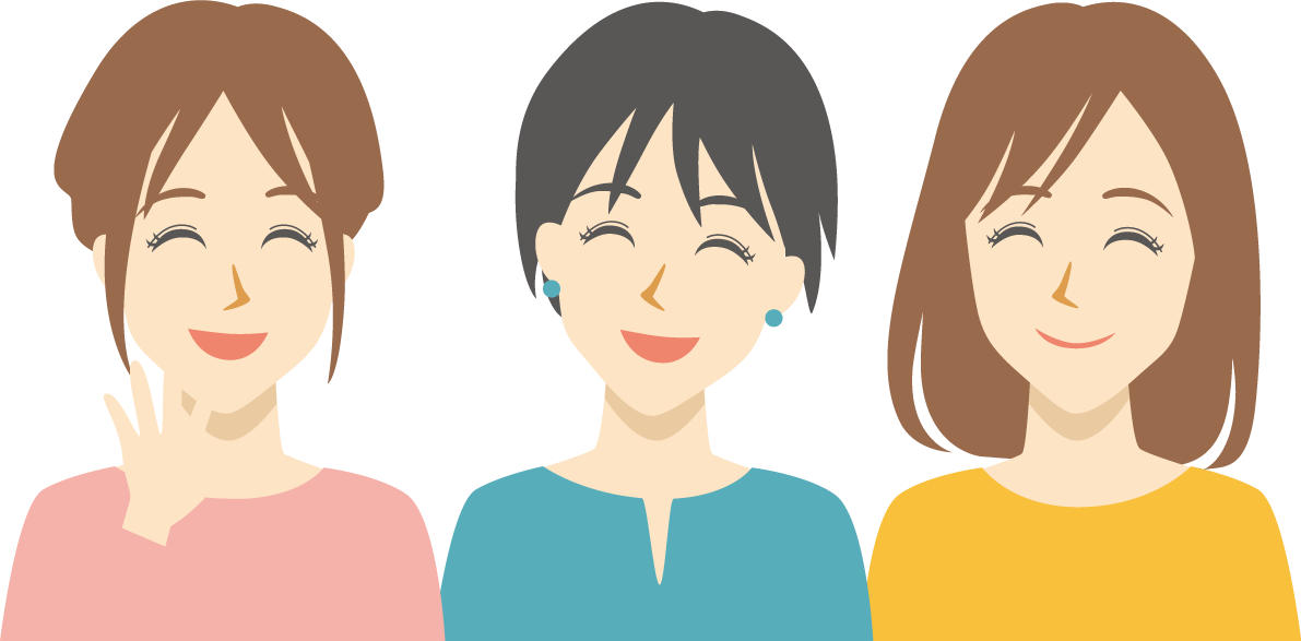 3人 女性 笑顔イラスト無料 フリー89430に写真・文字を入れる