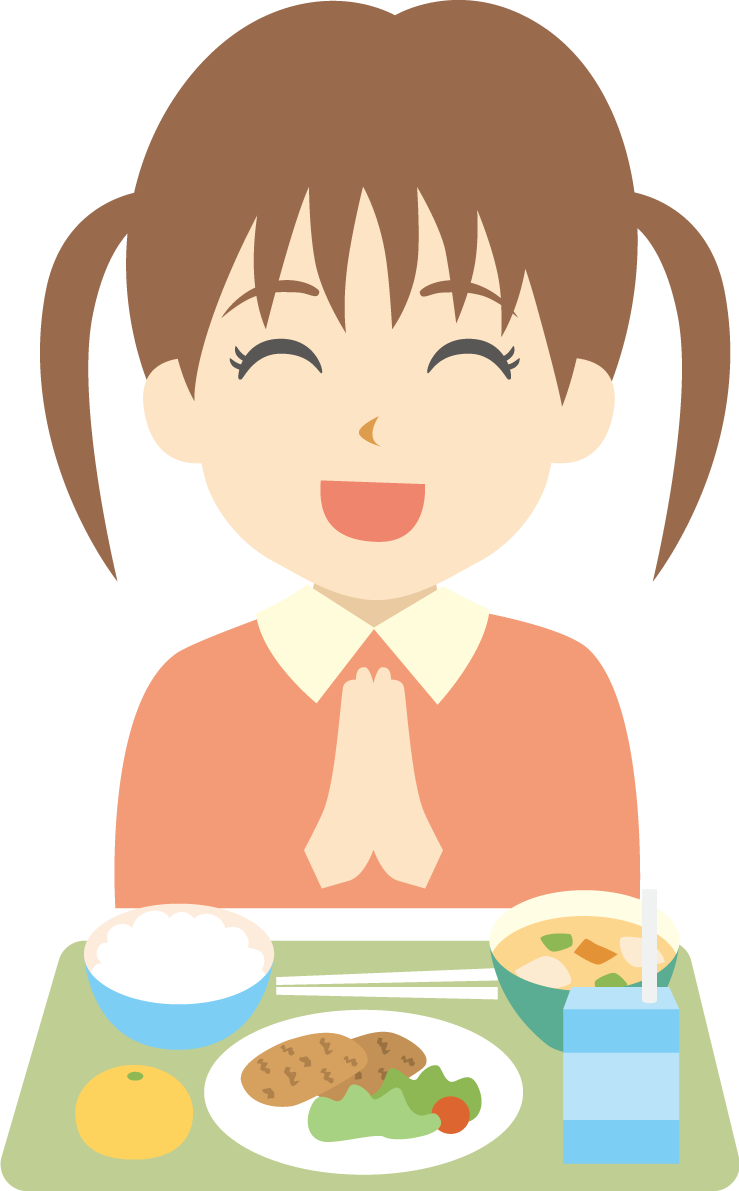 給食 女の子 笑顔イラスト無料 フリー89432に写真・文字を入れる