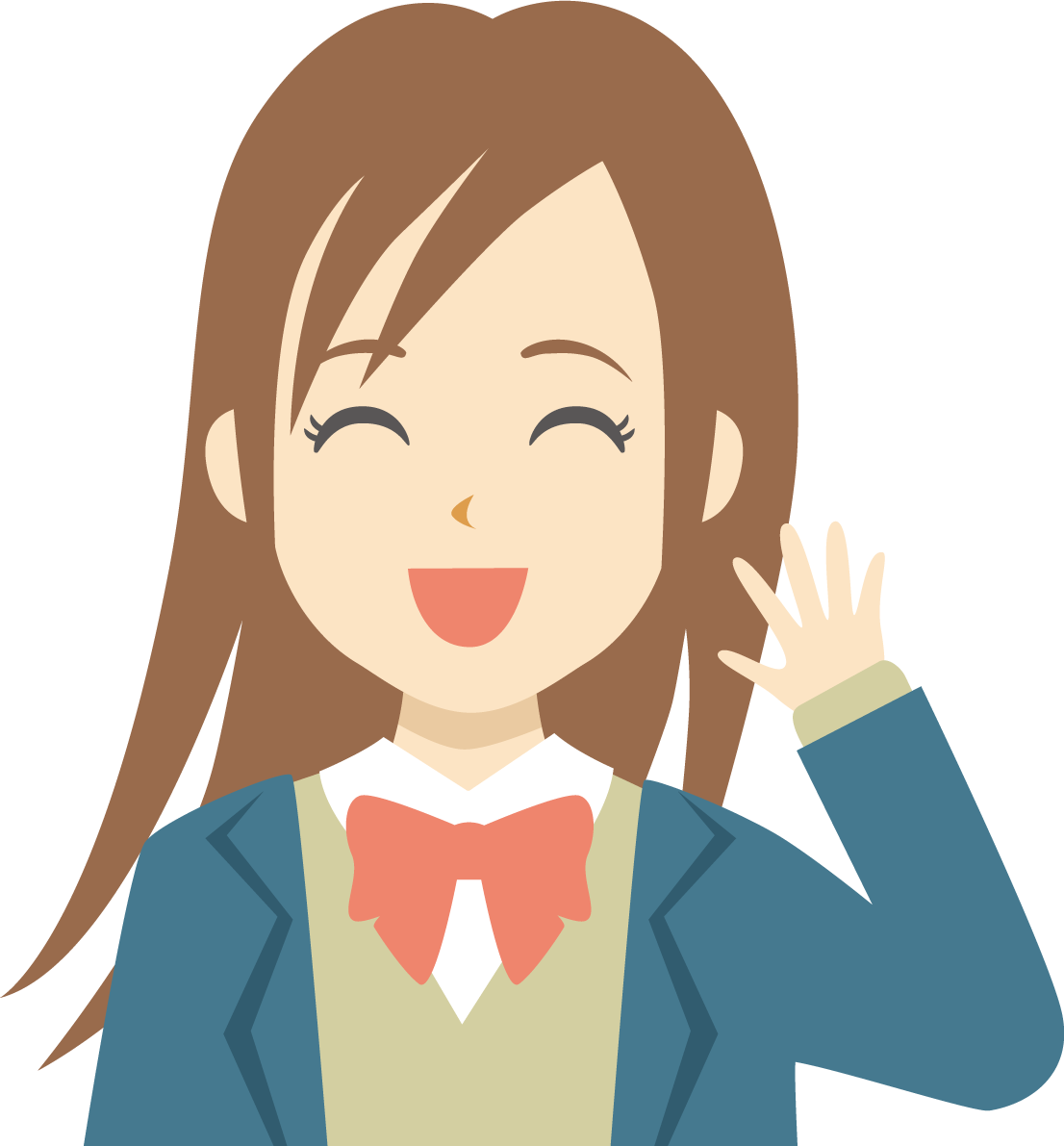 女子高校生 笑顔イラスト無料 フリー89443に写真・文字を入れる