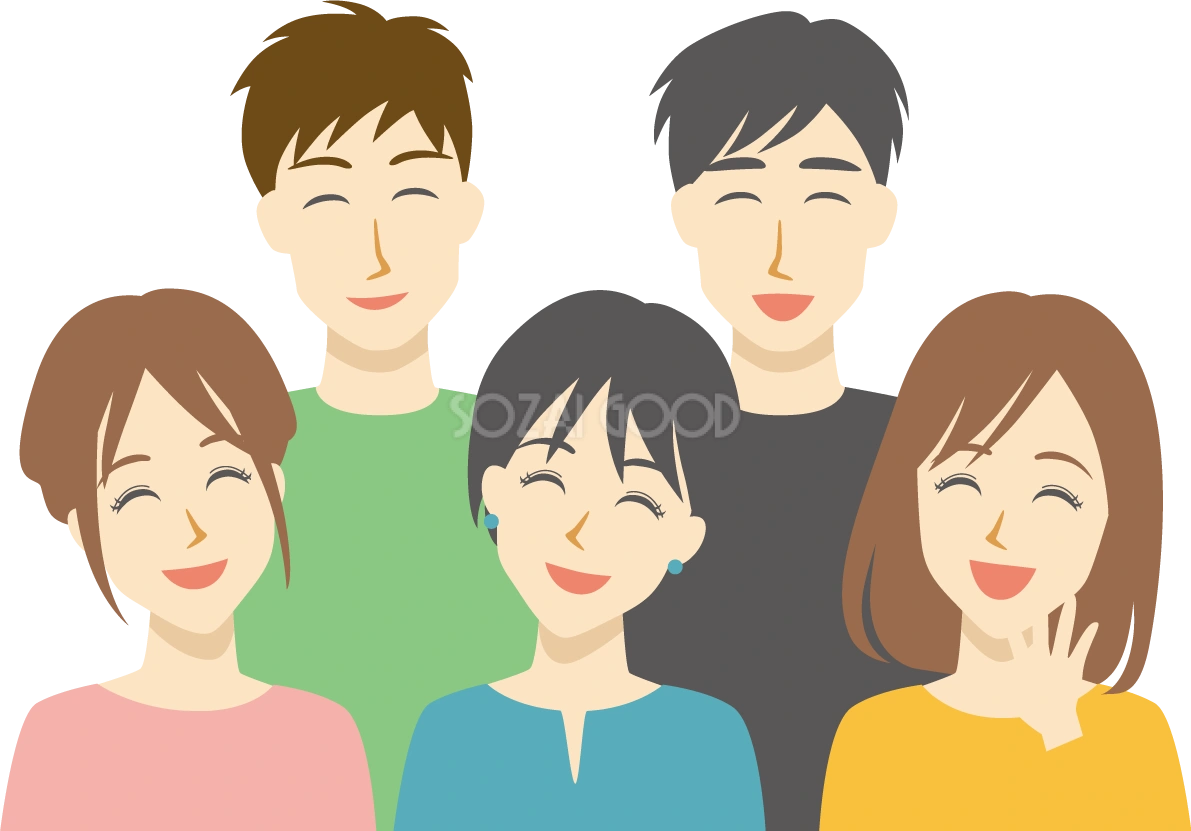 笑顔 たくさん(大勢) 笑顔イラスト無料 フリー89444