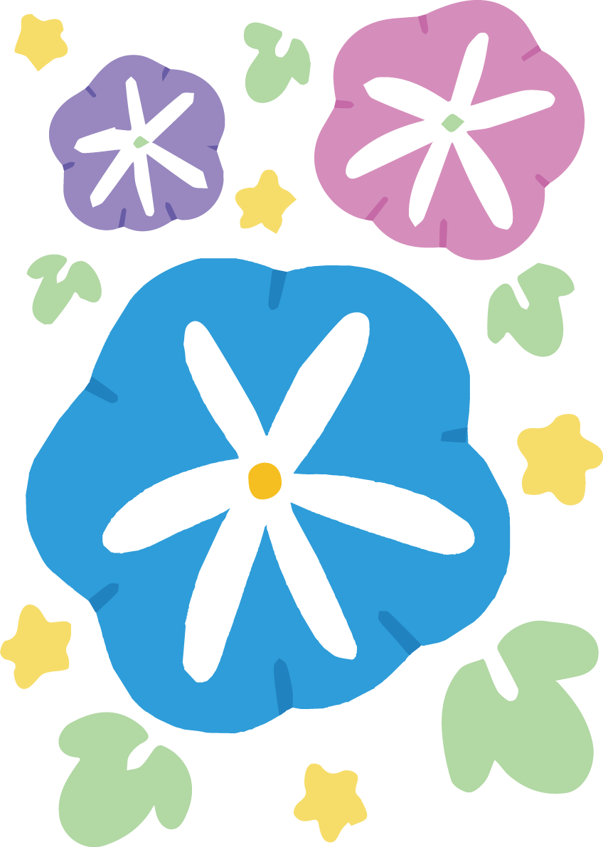 朝顔 かわいい ポップ イラスト無料 フリー89486に写真・文字を入れる
