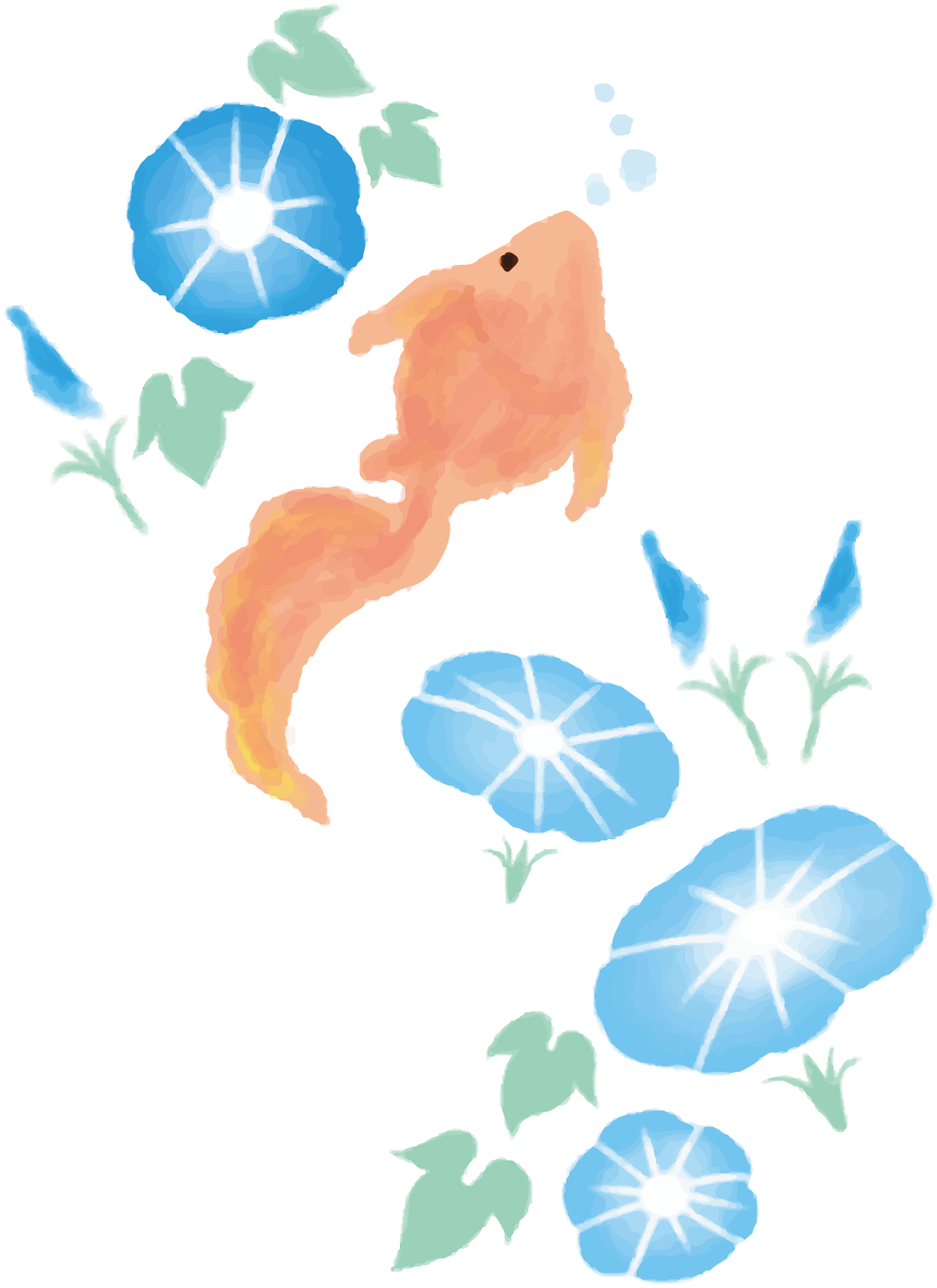 朝顔 かわいい 金魚 背景イラスト無料 フリー89491に写真・文字を入れる