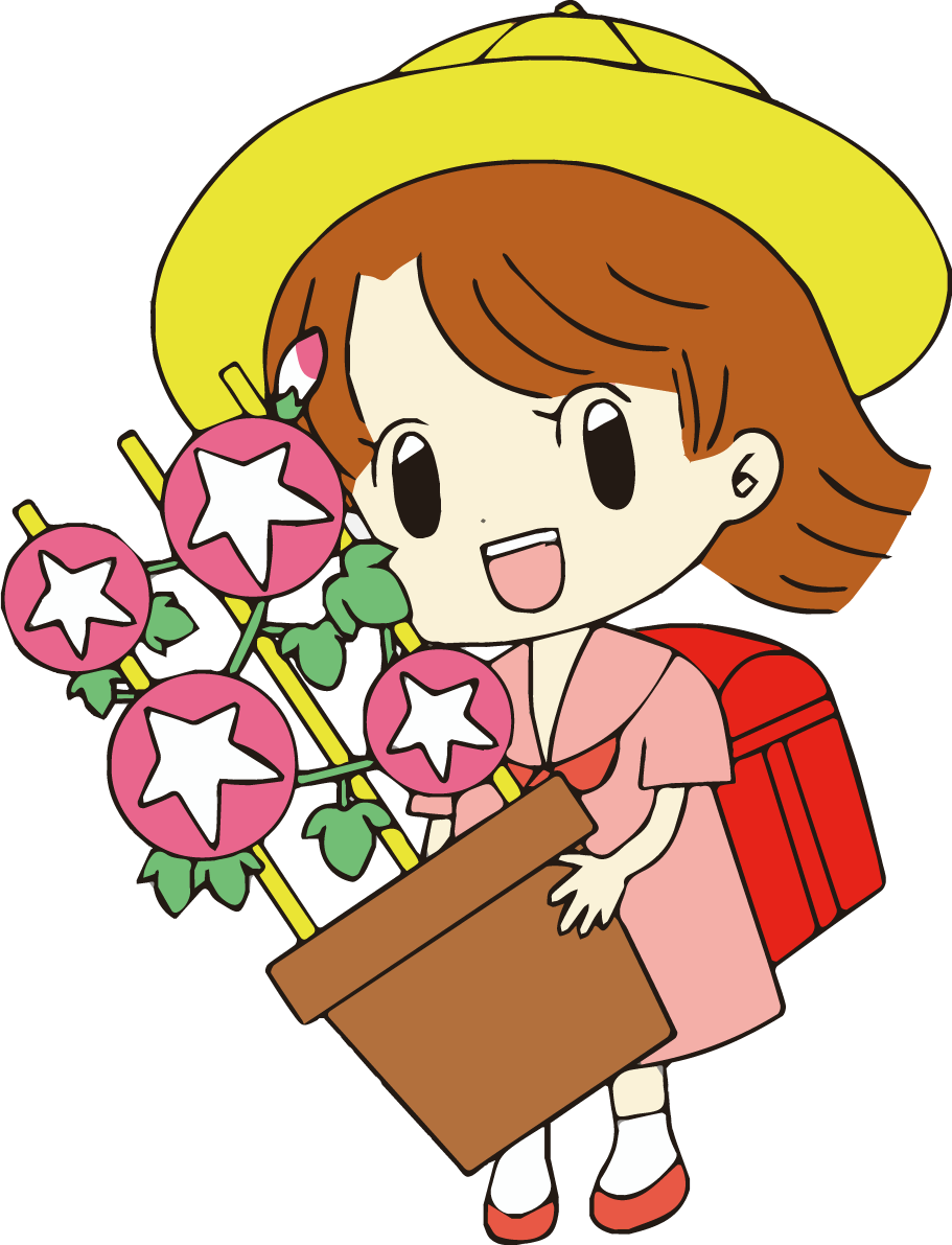 朝顔 かわいい 女の子 イラスト無料 フリー89493に写真・文字を入れる