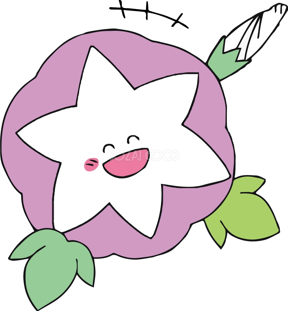 朝顔 かわいい 笑う 笑顔 イラスト無料 フリー89494