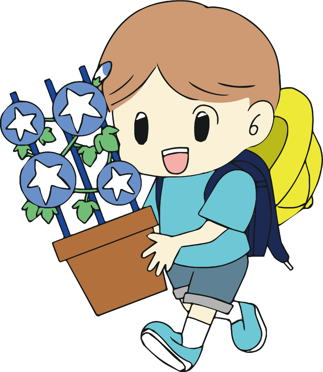 朝顔 かわいい 男の子 イラスト無料 フリー89498に写真・文字を入れる