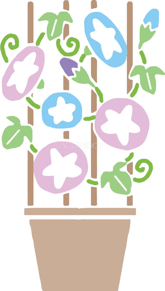 朝顔 かわいい 鉢植え イラスト無料 フリー89501