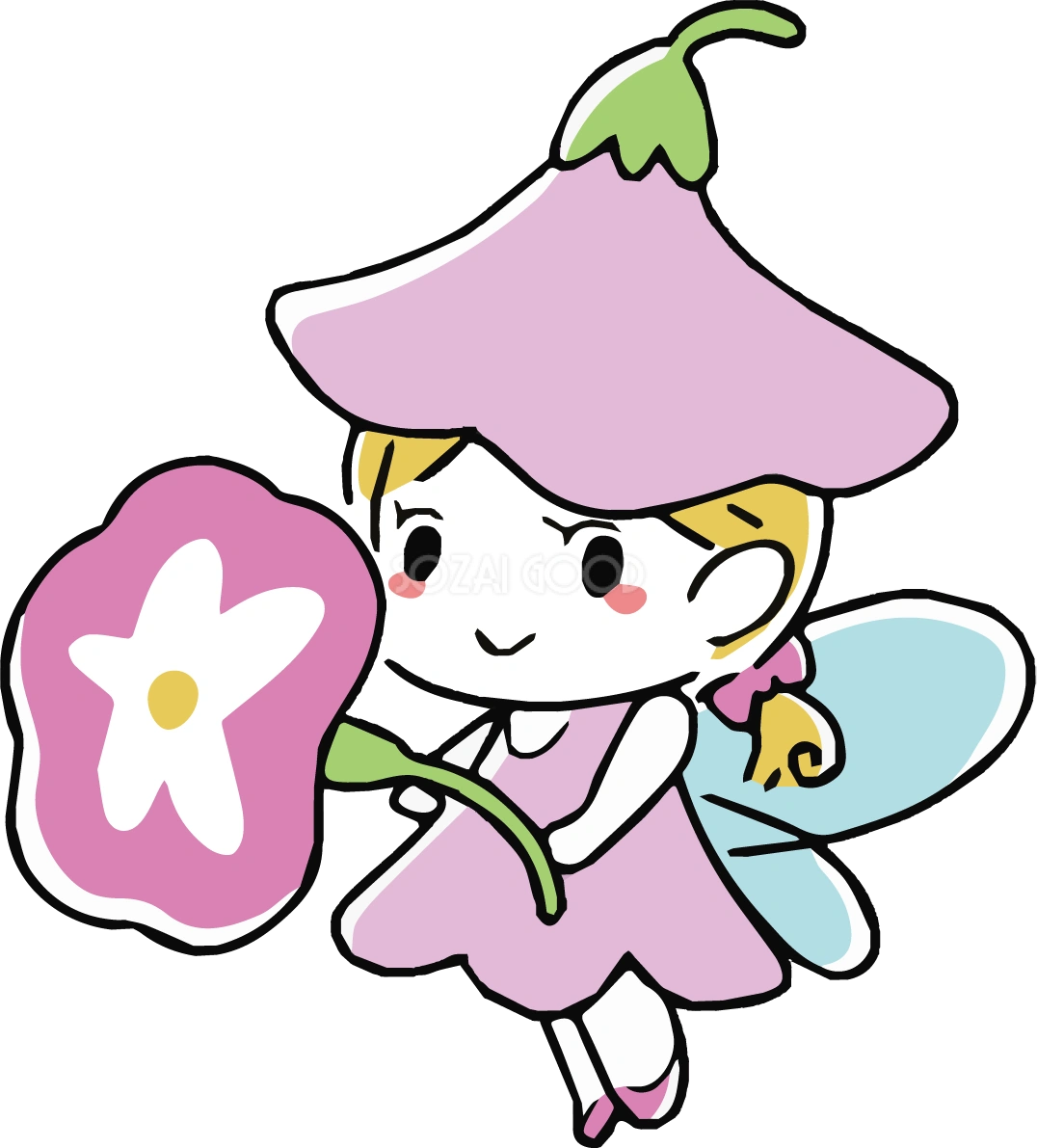 朝顔 かわいい 妖精 女の子 イラスト無料 フリー89504
