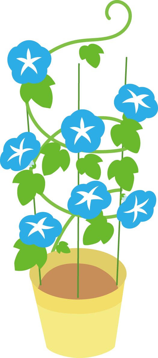 朝顔 かわいい 鉢植え イラスト無料 フリー89540に写真・文字を入れる