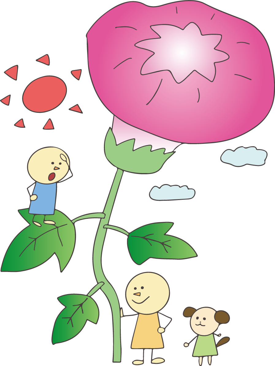朝顔 かわいい こびと イラスト無料 フリー89585に写真・文字を入れる