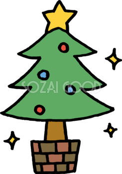 クリスマスツリー かわいいイラスト無料 フリー89633