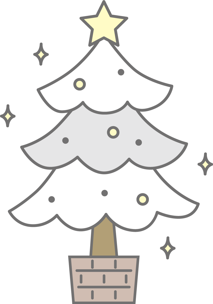 ホワイトクリスマスツリー かわいいイラスト無料 フリー89640に写真・文字を入れる