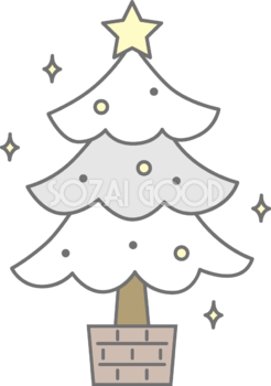 ホワイトクリスマスツリー かわいいイラスト無料 フリー89640