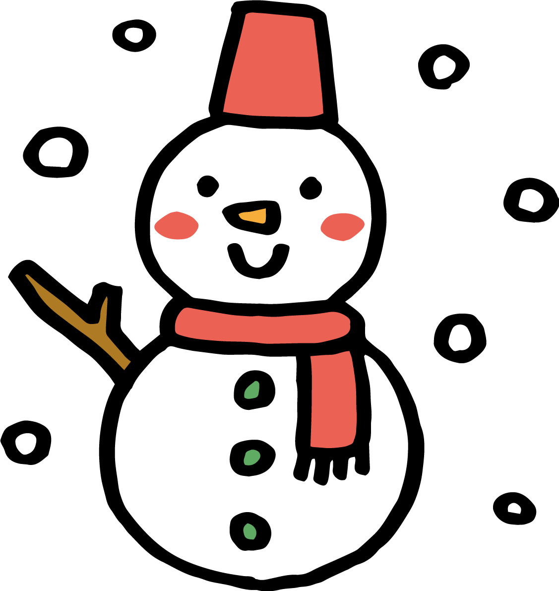 雪だるま かわいいクリスマスイラスト無料 フリー89647に写真・文字を入れる
