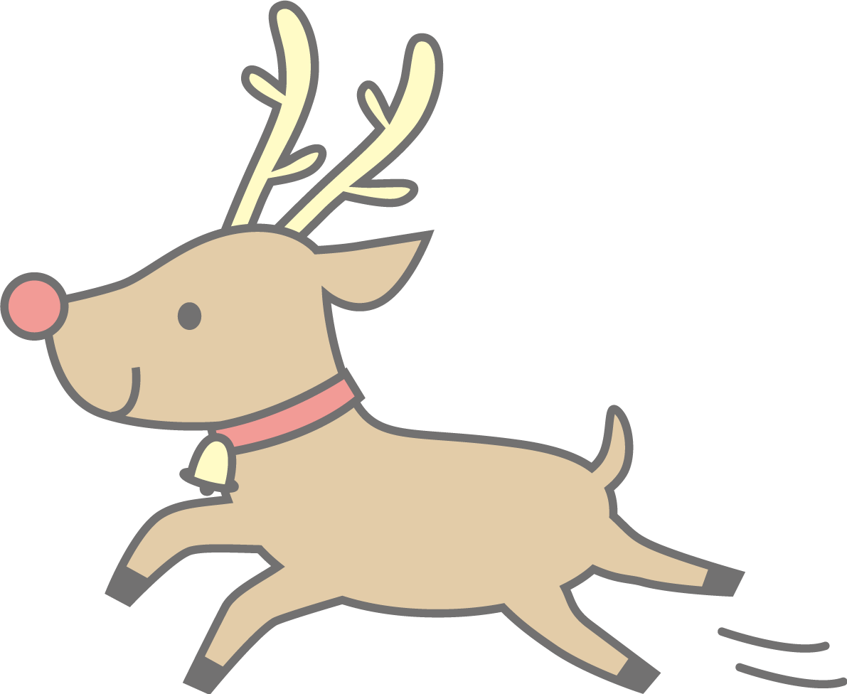 走るトナカイ かわいいクリスマスイラスト無料 フリー89650に写真・文字を入れる