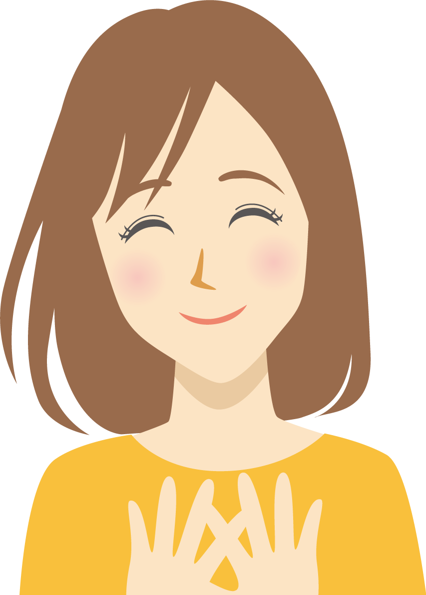 幸せ 女性 笑顔イラスト無料 フリー89671に写真・文字を入れる