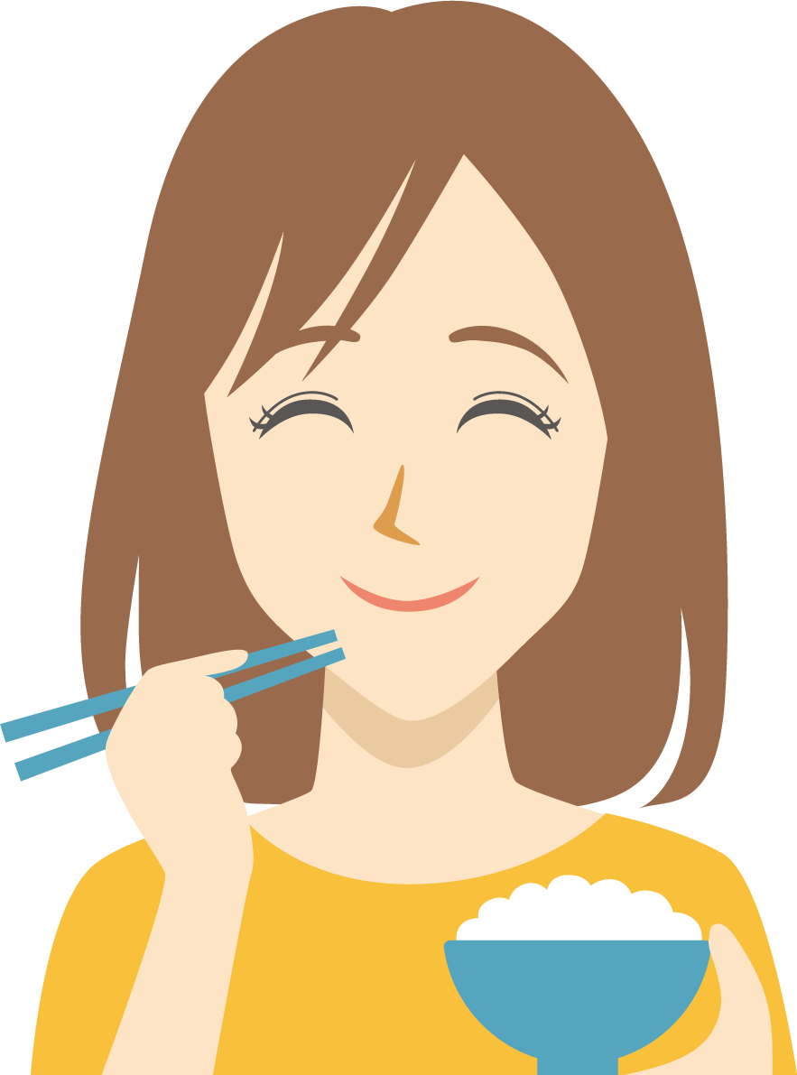 食べる 女性 笑顔イラスト無料 フリー89673に写真・文字を入れる