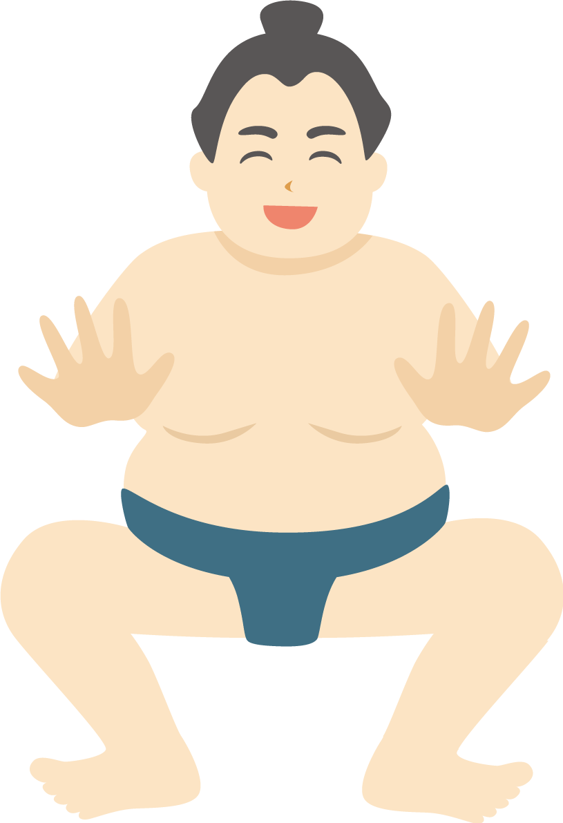 相撲 男性 笑顔イラスト無料 フリー89674に写真・文字を入れる