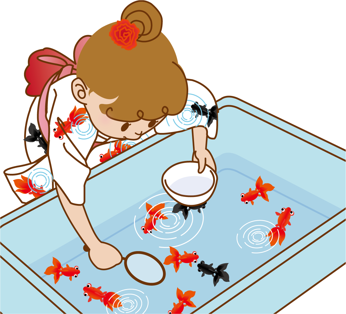 金魚すくい かわいい イラスト無料 フリー89690に写真・文字を入れる