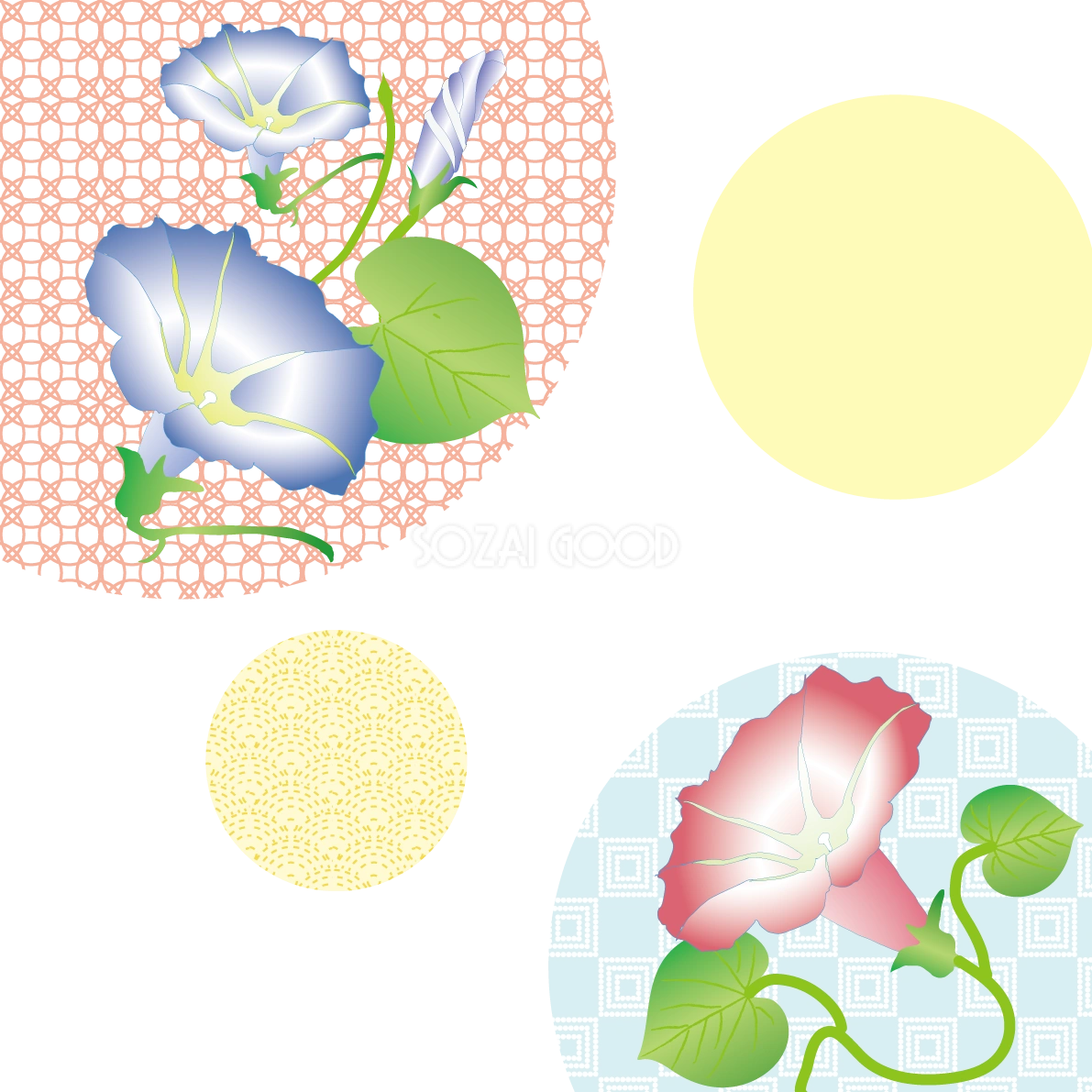 朝顔 手書き風 背景イラスト無料 フリー89729