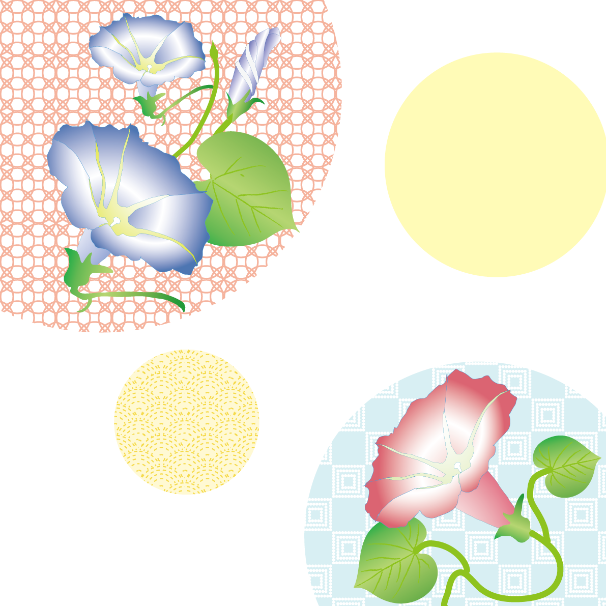 朝顔 手書き風 背景イラスト無料 フリー89729に写真・文字を入れる