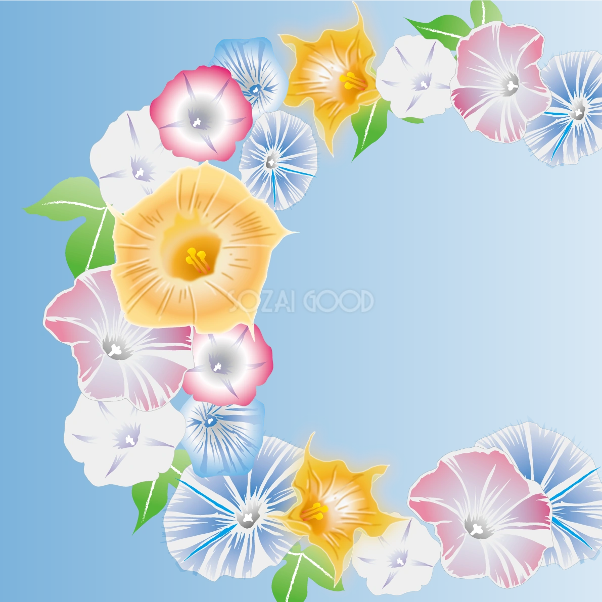 朝顔 綺麗 背景 フレーム イラスト無料 フリー89740