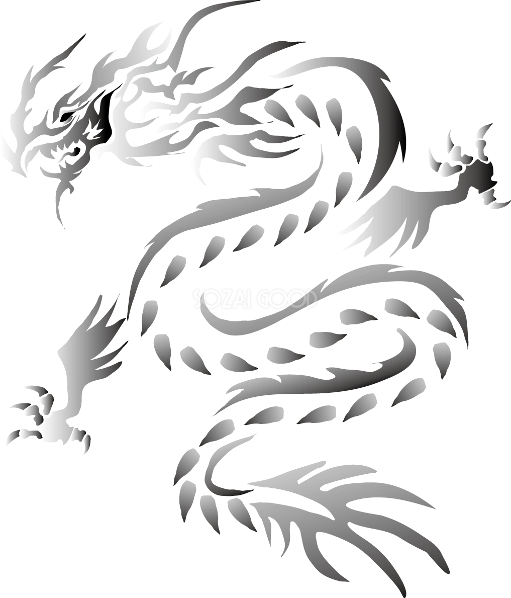 かっこいい龍 シルエット 2024 辰年イラスト無料 フリー89768