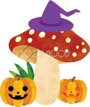 きのこ 秋 ハロウィン かぼちゃ かわいい イラスト無料 フリー89812