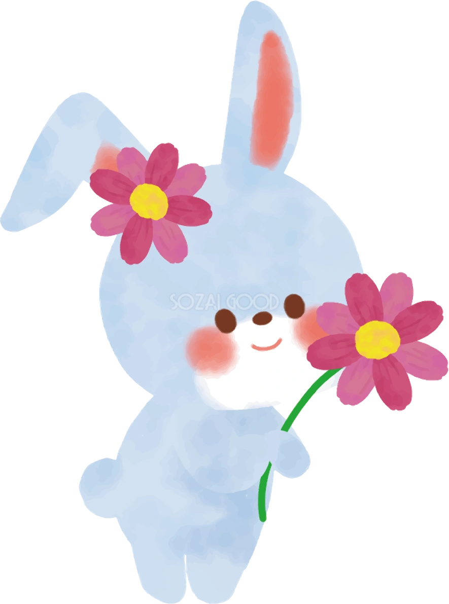 コスモス 秋 うさぎ かわいい イラスト無料 フリー89819