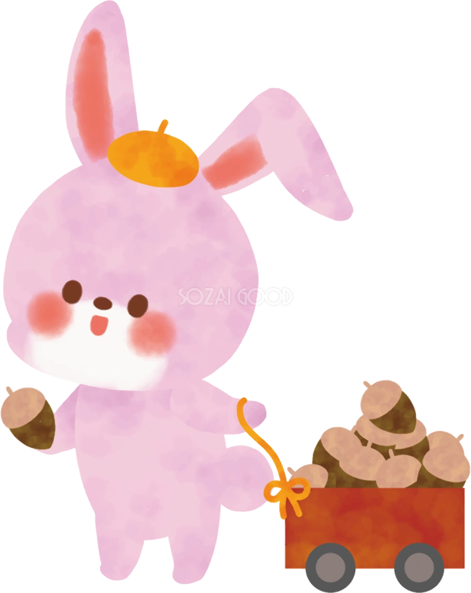 どんぐり 秋 うさぎ かわいい イラスト無料 フリー89831